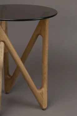 Table d'appoint en verre et bois de chêne 40x40x50cm Naia - Dutchbone