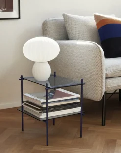 Table d'appoint en verre et fer bleu Niche Square - Hübsch