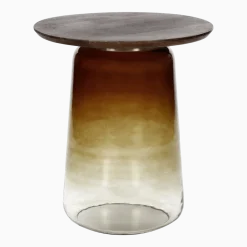 Table d'appoint en verre et manguier ambre 48 x H 55 cm Monroe - Pomax