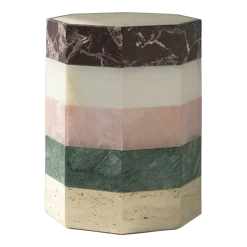 Table d'appoint octogonale en onyx, quartzite, marbre et travertin 39x50cm Gisou - Studio Gaïa