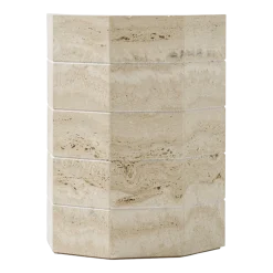 Table d'appoint octogonale en travertin et onyx blanc 39x50cm Gisou - Studio Gaïa