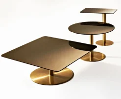 Table d'appoint rectangle en fer plaqué laiton et en verre cuivré Flash - Tom Dixon