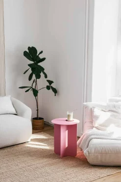 Table d'appoint ronde en acier rose 40x50cm Yaro - Metallbude