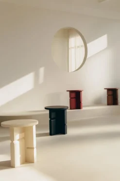 Table d'appoint ronde en bois de frêne peint ivoire 38 x 42,5 cm Noon - Nobodinoz
