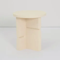 Table d'appoint ronde en bois de frêne peint ivoire 38 x 42,5 cm Noon - Nobodinoz