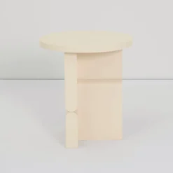 Table d'appoint ronde en bois de frêne peint ivoire 38 x 42,5 cm Noon - Nobodinoz