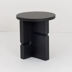 Table d'appoint ronde en bois de frêne peint noir 38 x 42,5 cm Noon - Nobodinoz
