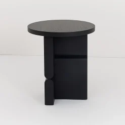 Table d'appoint ronde en bois de frêne peint noir 38 x 42,5 cm Noon - Nobodinoz
