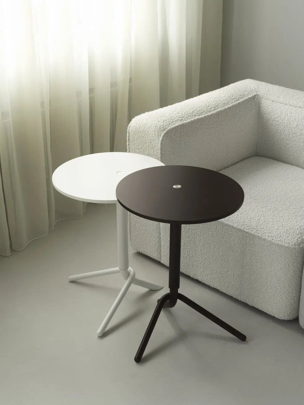 Table d'appoint ronde en bois et acier blanc 45cm Lift - Normann Copenhagen