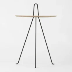 Table d'appoint ronde en chêne et acier noir 42 x 62 cm Tipi - Objekto