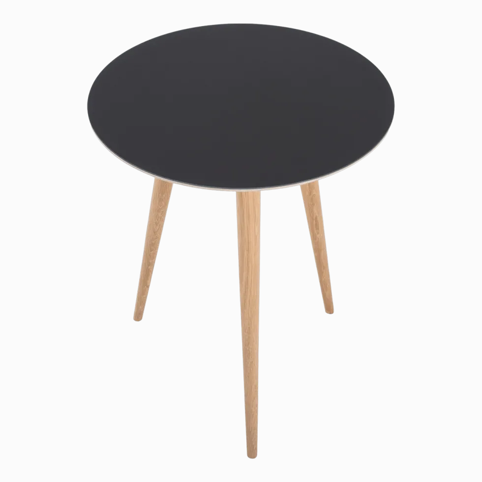Table d'appoint ronde en chêne et plateau en linoléum noir 45 cm Arp - Gazzda