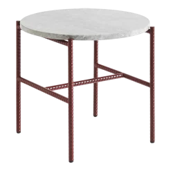 Table d'appoint ronde en marbre et piètement en acier rouge 40 cm Rebar - Hay