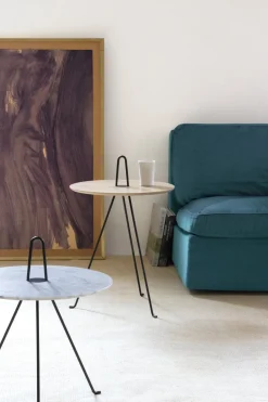 Table d'appoint ronde en noyer et acier noir 42 x 62 cm Tipi - Objekto