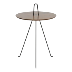Table d'appoint ronde en noyer et acier noir 42 x 62 cm Tipi - Objekto