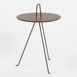 Table d'appoint ronde en noyer et acier noir 42 x 62 cm Tipi - Objekto