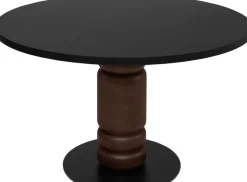 Table d'appoint ronde en stratifié roche noir et hêtre massif brun foncé 120cm Beads - Versmissen