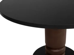 Table d'appoint ronde en stratifié roche noir et hêtre massif brun foncé 120cm Beads - Versmissen