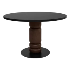 Table d'appoint ronde en stratifié roche noir et hêtre massif brun foncé 120cm Beads - Versmissen