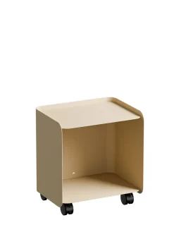 Table d'appoint à roulettes en acier beige 40x30x43,5cm Juno - Metallbude
