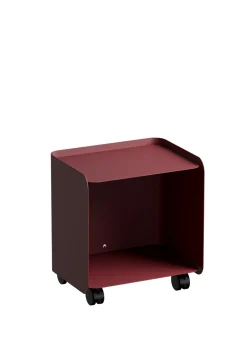 Table d'appoint à roulettes en acier bordeaux 40x30x43,5cm Juno - Metallbude