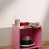 Table d'appoint à roulettes en acier rose 40x30x43,5cm Juno - Metallbude