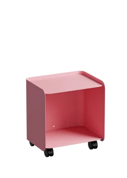 Table d'appoint à roulettes en acier rose 40x30x43,5cm Juno - Metallbude