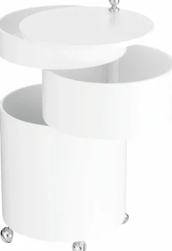 Table d'appoint sur roues en bois moulé blanche Barboy - Verpan