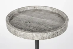 Table d'apppoint en marbre gris brun et fer noir 25x52cm Cocktail - Zuiver