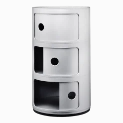 Table de chevet argenté 3 tiroirs Componibili - Kartell