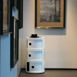 Table de chevet blanche 3 tiroirs Componibili - Kartell