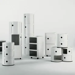 Table de chevet blanche 3 tiroirs Componibili - Kartell