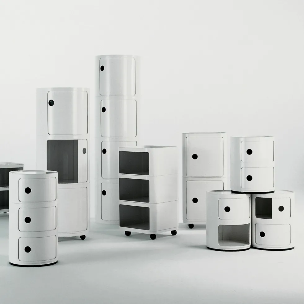 Table de chevet blanche 3 tiroirs Componibili - Kartell