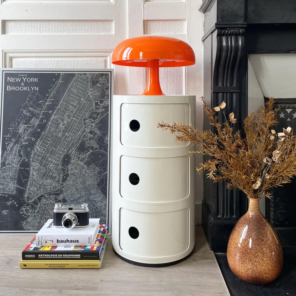 Table de chevet blanche 3 tiroirs Componibili - Kartell