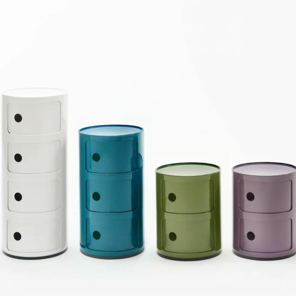 Table de chevet blanche 3 tiroirs Componibili - Kartell