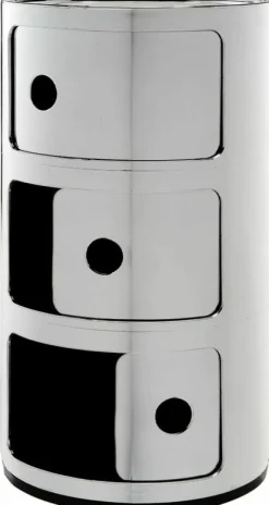 Table de chevet chromé 3 tiroirs Componibili - Kartell