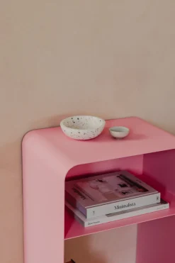 Table de chevet en acier rose 58x42x30cm Damio - Metallbude