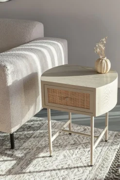 Table de chevet en bois et métal beige Sora - The Cool Republic