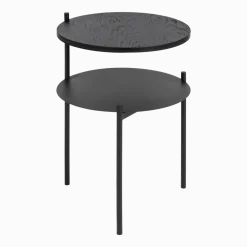 Table de chevet en chêne plaqué et acier noire Tu - noo.ma