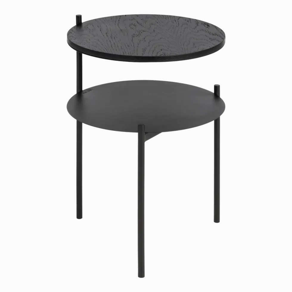 Table de chevet en chêne plaqué et acier noire Tu - noo.ma