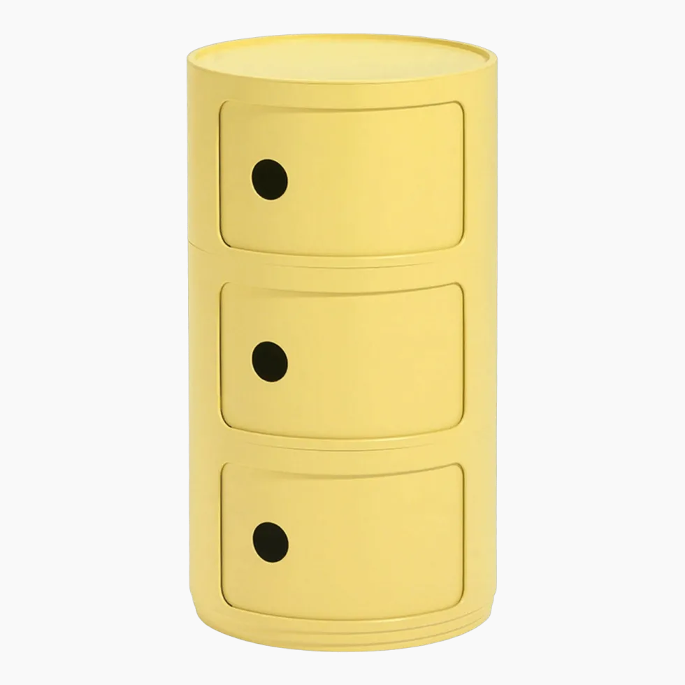 Table de chevet jaune 3 tiroirs Componibili Bio - Kartell