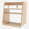 Table de chevet murale en bois de chêne naturel et laqué blanc Suzon - Hartô