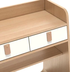 Table de chevet murale en bois de chêne naturel et laqué blanc Suzon - Hartô