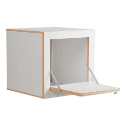 Table de chevet murale en bouleau teinté blanc 40x40x40cm Fläpps Box - Ambivalenz