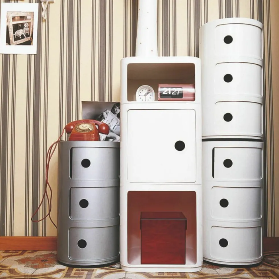 Table de chevet rouge 2 tiroirs Componibili - Kartell
