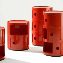 Table de chevet rouge 2 tiroirs Componibili - Kartell