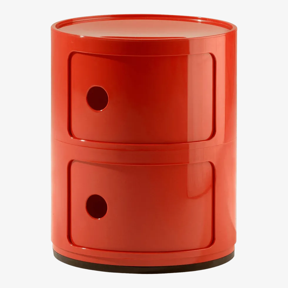 Table de chevet rouge 2 tiroirs Componibili - Kartell