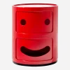 Table de chevet 2 tiroirs rouge Componibili Smile - Kartell