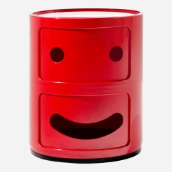 Table de chevet 2 tiroirs rouge Componibili Smile - Kartell