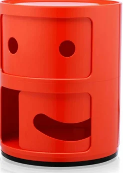 Table de chevet 2 tiroirs rouge Componibili Smile - Kartell