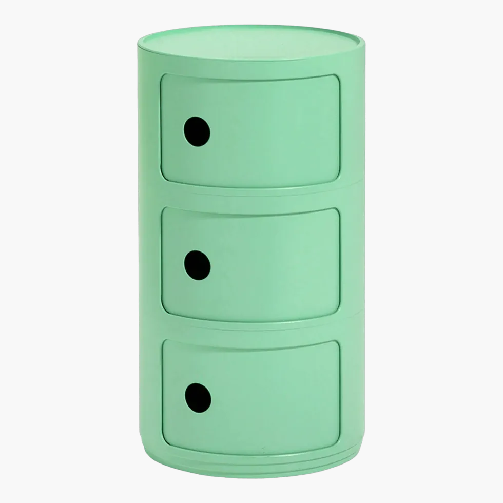 Table de chevet vert 3 tiroirs Componibili Bio - Kartell